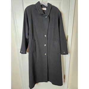 Preston & York Women's Trench Coat  Super FINE lambs Wool Black USA Vtg 80s 10
